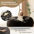 thumbnail image 3 of Bean Bag Chair for Adults,5FT Oversize Floor Bean Bags Offers Ample Space for Adults,Memory Foam Giant Bean Bags,Lounger Versatile Design Suits Any Room,Movie Nights,Reading (Black, 5FT), 3 of 12