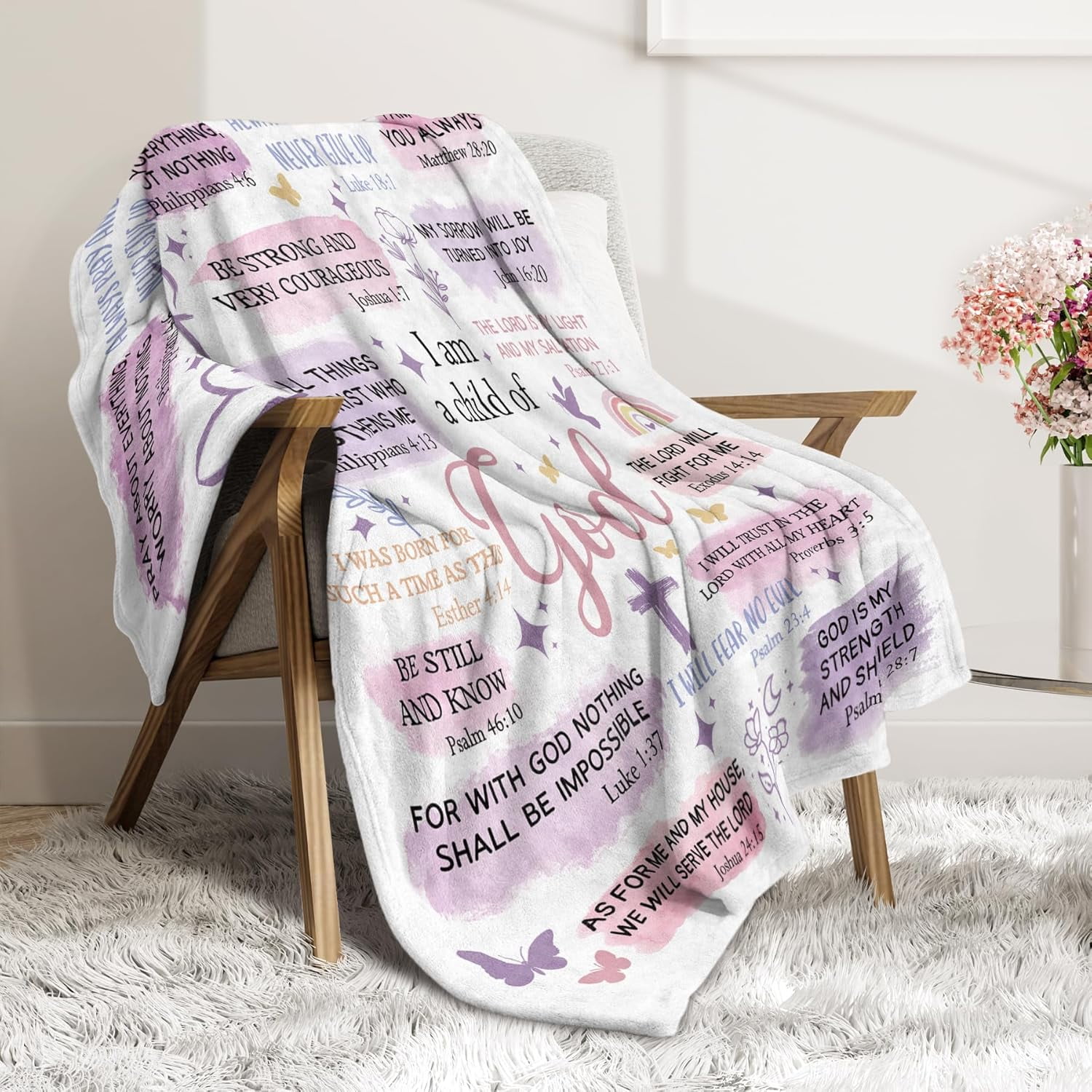 Baptism Gifts for Girl Women, I am A Child of God Blankets, Christian Religious Inspirational Birthday First Communion Gifts for Sister, Friend