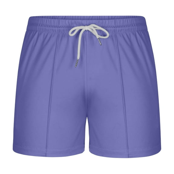 WREESH Men's Summer Casual Shorts 5 Inch Shorts Fashion Solid Color Shorts Elastic Waist Sport Shorts with Pockets Shorty Shorts Purple