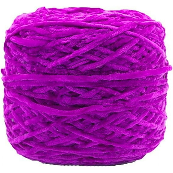 XmhyTop 250g Chenille Velvet Yarn Bright Purple Bulky Vegan Soft Yarn Velvet Knitting Yarn Polyester Blended Cotton Chenille Yarn Hand Knitting Yarn Crochet Thread for Clothing Hat Scarf Blanket