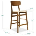 thumbnail image 3 of Best Choice Products 2-Piece Farmhouse Counter Height Bar Stool Set w/ Cushioned Seat, Wooden Backrest  Walnut/Cream, 3 of 10