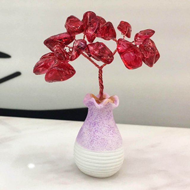 facefd Mini Arbre de Cristal Richesse Arbre à Chance Énergie Positive pour Décoration de Table Maison