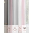 thumbnail image 7 of Pink Grey Striped Semi Sheer Curtains 108 Inch Length 2 Panels Set, Geometric Vertical Stripes Minimalist Sheer Kitchen Curtain Privacy Voile Window Curtain for Living Room Bedroom Rod Pocket Drapes, 7 of 7