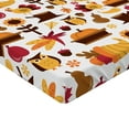 thumbnail image 2 of Ambesonne Harvest Fitted Sheet, Fall Nuts Owls Composition, King Size, Orange Red Brown, 2 of 3