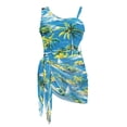 thumbnail image 6 of Whosucclay Palm Tree Girls One Piece Swimsuits, Polyester Material Adjustable Straps Padded Girls One Piece Swimsuit with Mesh Cover Up for Swimming, 13-14 Years Old, 6 of 10