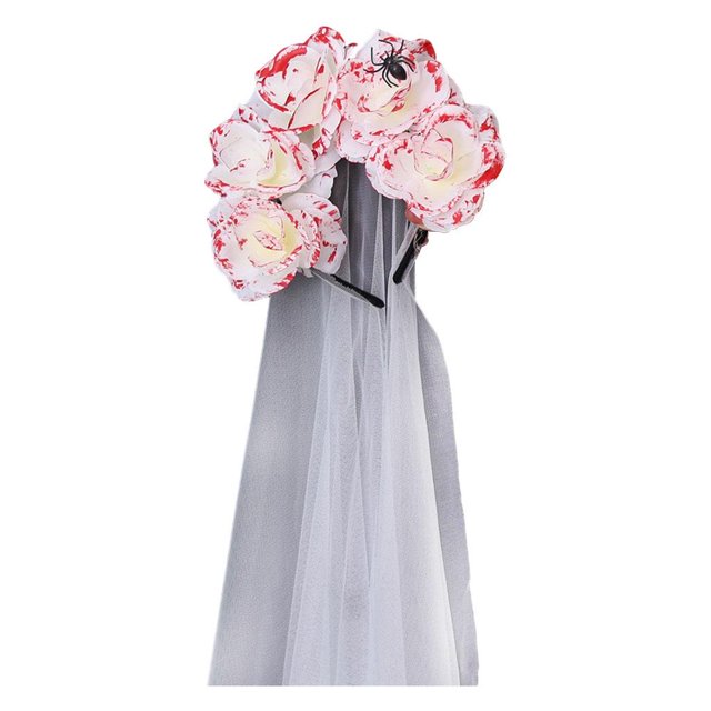 Diademas de Halloween con forma de flor, cuerno, araña, velo de boda, decorativas, para adultos, para disfraz, cosplay, festival, disfraz, accesorio de fotografía 120x20cm Rosa