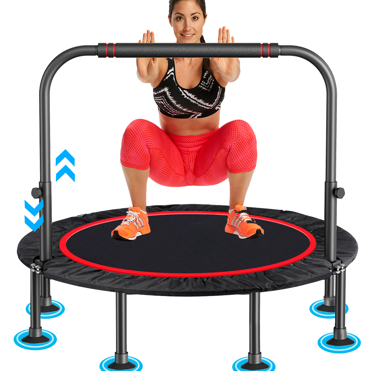 BCAN 48" Foldable Mini Fitness Trampoline – Indoor Rebounder For Adult Exercise