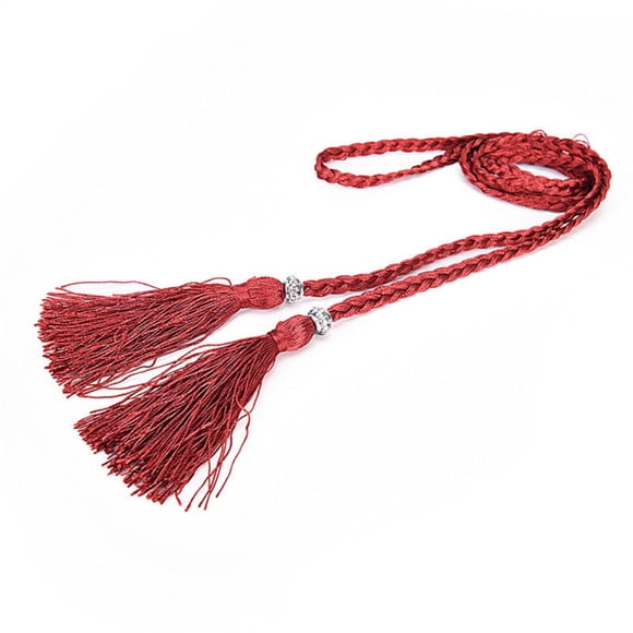 Funie Mode Femmes Mince Mince Ceinture Tressée à Pampilles Ceinture Accessoire de Robe