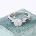 thumbnail image 2 of Blue Jewel 1.9 Ct Round Cut Diamond Ring - 14K White gold Plated Rings - Gorgeous Engagement Designer Silver Ring for Women's - Milgrain Bridal Stacking Wedding Diamond Ring - Proposal Delicate Ring, 2 of 9