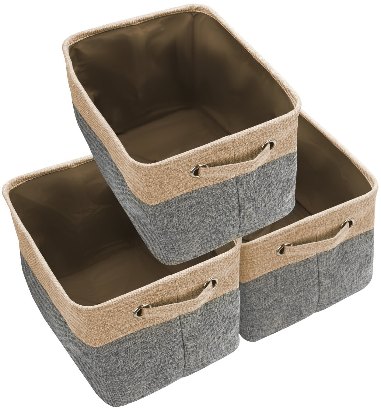 Sorbus Bamboo Storage Baskets - Set Of 3 - Organizer Bins For Closet, Open  Shelves, Bedroom - Fluted Design - Fabric Lining - Generous Depth & Large  Size