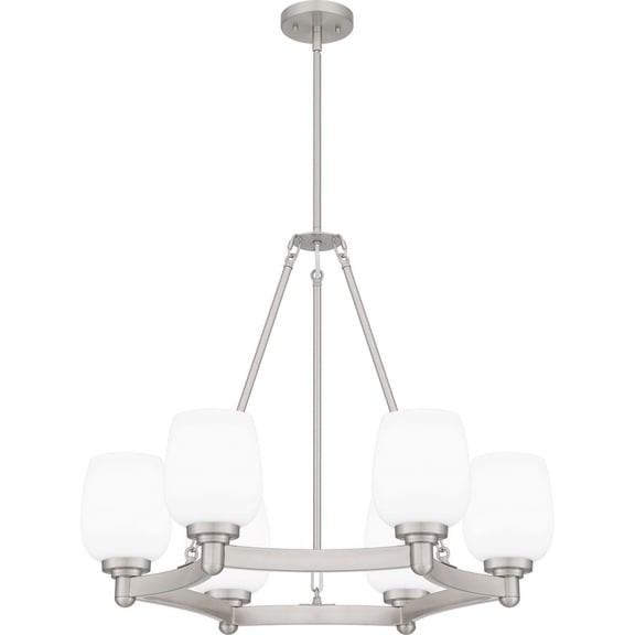 PNG5028BN Quoizel Lighting Penning - 6 Light Chandelier In Traditional Style-24 Inches Tall and 28 Inches Wide-Brushed Nickel Finish