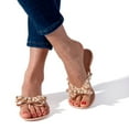 thumbnail image 6 of Women Flip-Flops Pearls Bow Sandals Beach Flat Rivets Rain Jelly Gold Pearls Nude, 6 of 6
