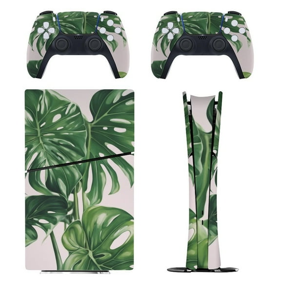 Skin Sticker for PS5 Slim Standard PS5 Pro Disc Digital Edition Console and Controllers Decals for Playstation 5 (Monstera Melt,PS5 Slim Disc Edition)