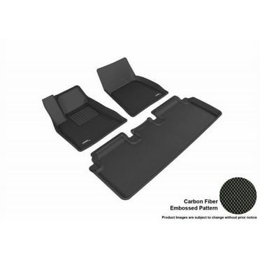 3D MAXpider 2012-2017 Fits Tesla Model S Kagu 1st Row 2nd Row Black Carbon Fiber Embossed Pattern Floor Mat L1TL00001509