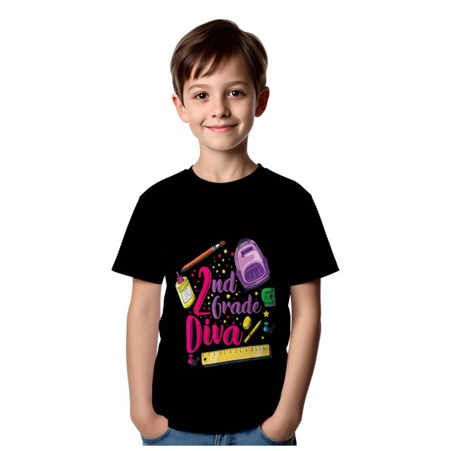 Youngsters 2nd Grade Back to School T-Shirt - Cute Cartoon Design, Breathable Casual Summer Tee for Boys & Girls, Perfect Gift for Youngsters, Playful Youngsters Design, Comfortable Fit