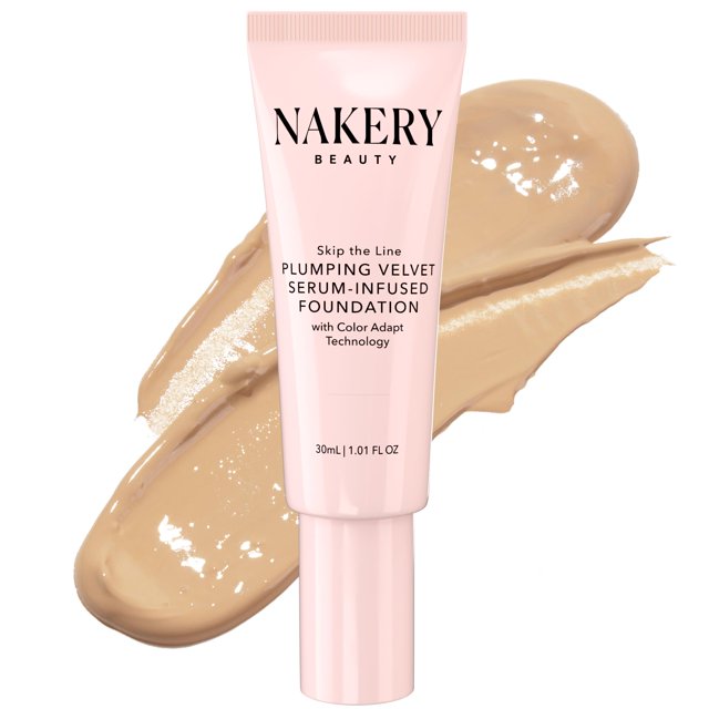 Nakery Base de completa para mujeres - Maquillaje de base líquida voluminizadora 5 en 1 - Base de maquillaje con infusión de suero Smart Color Adapt con niacinamida y ácido hialurónico para todo tip