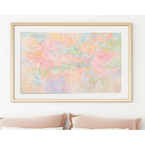 Pink And Orange Wall Art Horizontal Floral Painting Impressionist Pastel Colorful Flowers Print Living Room Wall Art Wall Art Large ,Decor For Living Room Bedroom, 8x12 UNFRAMED