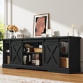 thumbnail image 5 of 70" Farmhouse TV Stand for 75 Inch TVs with Sliding Barn Door, Rustic Wood Entertainment Center Large Media Console Cabinet for Living Room, 5 of 7