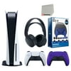 Sony Playstation 5 Disc Version (Sony PS5 Disc) with Extra Galactic Purple Controller, Black PULSE 3D Headset, Gamer Starter Pack and Cleaning Cloth Bundle
