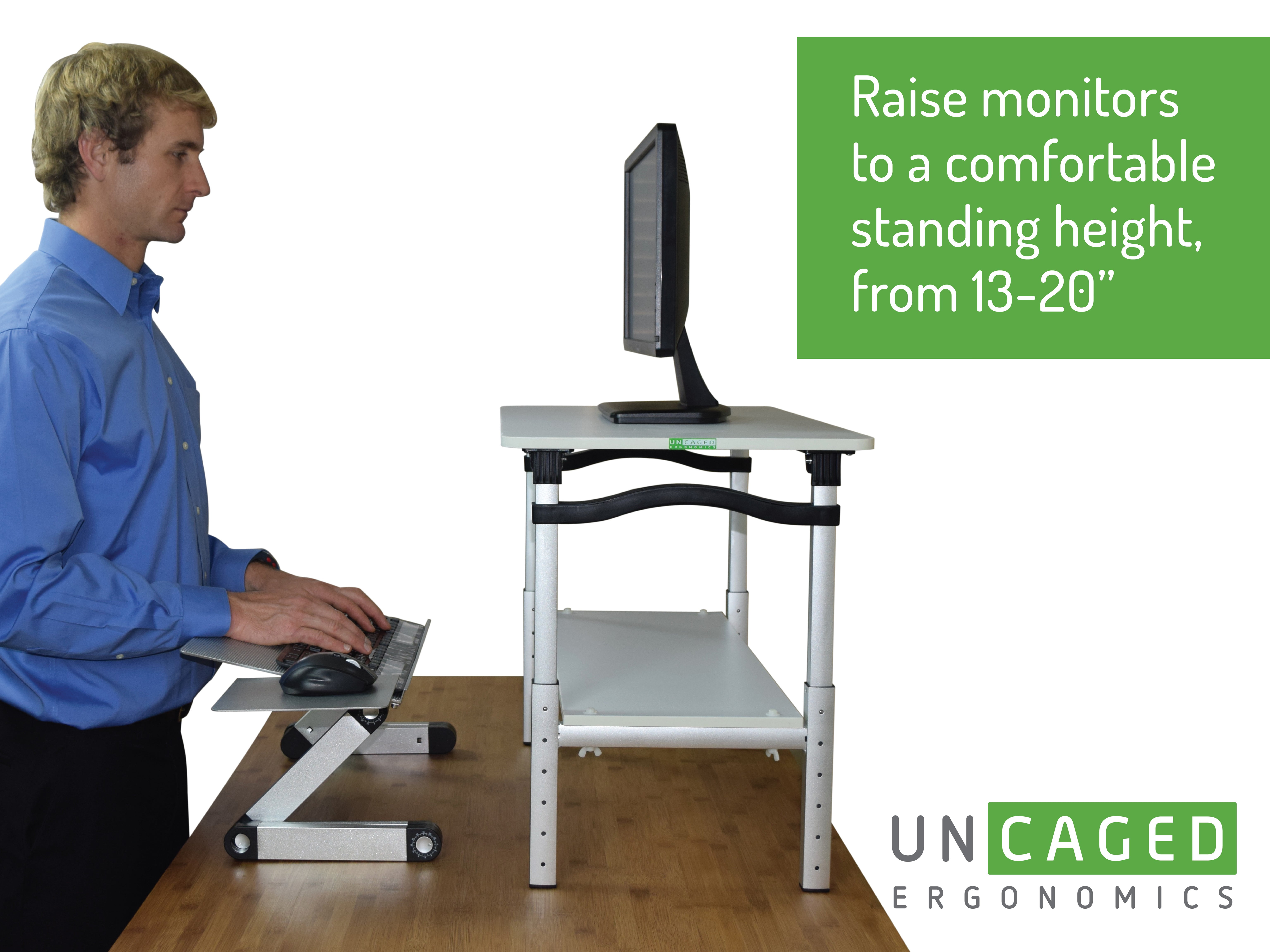 Tall Standing Desk Converter for Laptops & Single Monitors sit stand riser  – UncagedErgonomics
