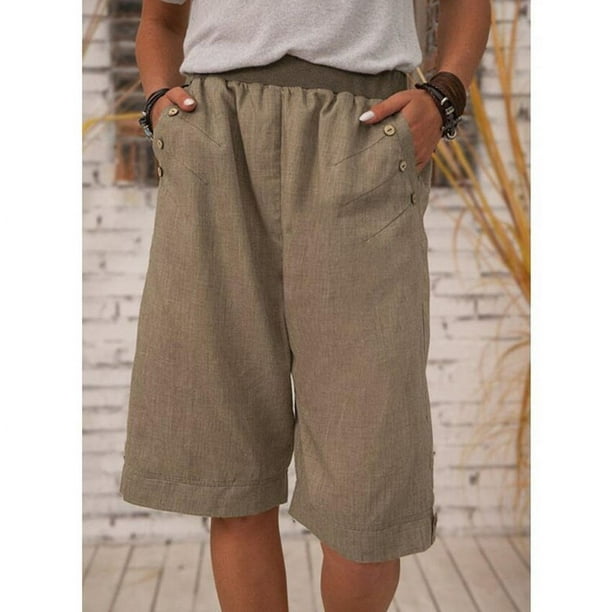 Pantalones cortos, pantalones casuales de color sólido para mujer, pantalones de pierna recta, decoración del hogar