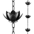 thumbnail image 5 of (2 pack) Cooltop 8.5 ft Rain Chain with 12 Lotus Cups for Gutters Outdoor Decor, Decorative ,Adjustable,Black, 5 of 12