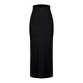 thumbnail image 5 of COMOREBI Womens 2024 Mid-Calf Popular Fall Solid Bodycon A-line Side Slit Elastic Skirt Clearance Outlet Women Clothes Black XL, 5 of 5