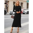 thumbnail image 2 of DARING DIVA Women's Long Sleeve Sweater Fall Crewneck Ribbed Knit Dress L Black, 2 of 8