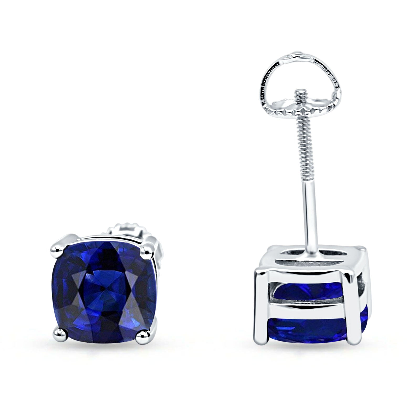 4mm Solitaire Screw Back Stud Earring Cushion Cut CZ Solid 925 Sterling Silver