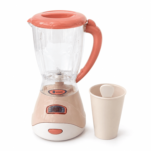 Milk Tea Color Toy Blender with Cup, Pretend Kitchen Appliance, Ages 3