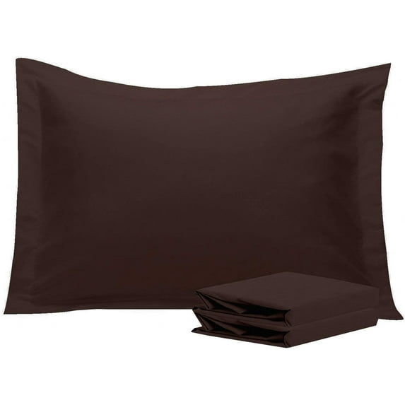 Standard Pillow Shams, Set of 2, 100% Brushed Microfiber, Soft and Cozy, Wrinkle, Fade, Stain Resistant (Standard, Dark Brown)