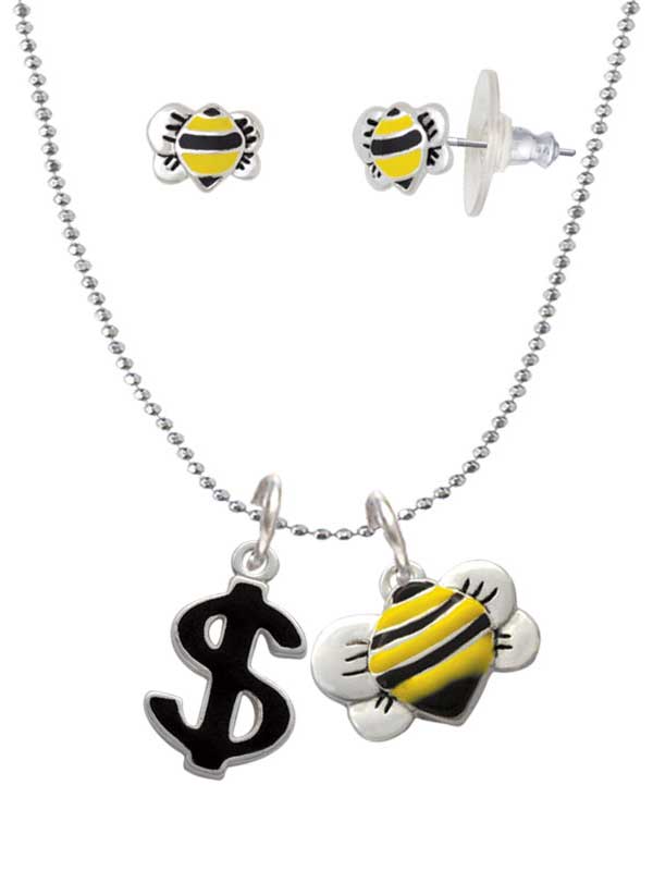 Bumblebee Necklace and Stud Earrings 