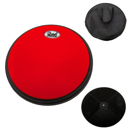 PAITITI 8 Inch Silent Portable Practice Drum Pad Round Shape with Carrying Bag Orange Color - Bonus 5A