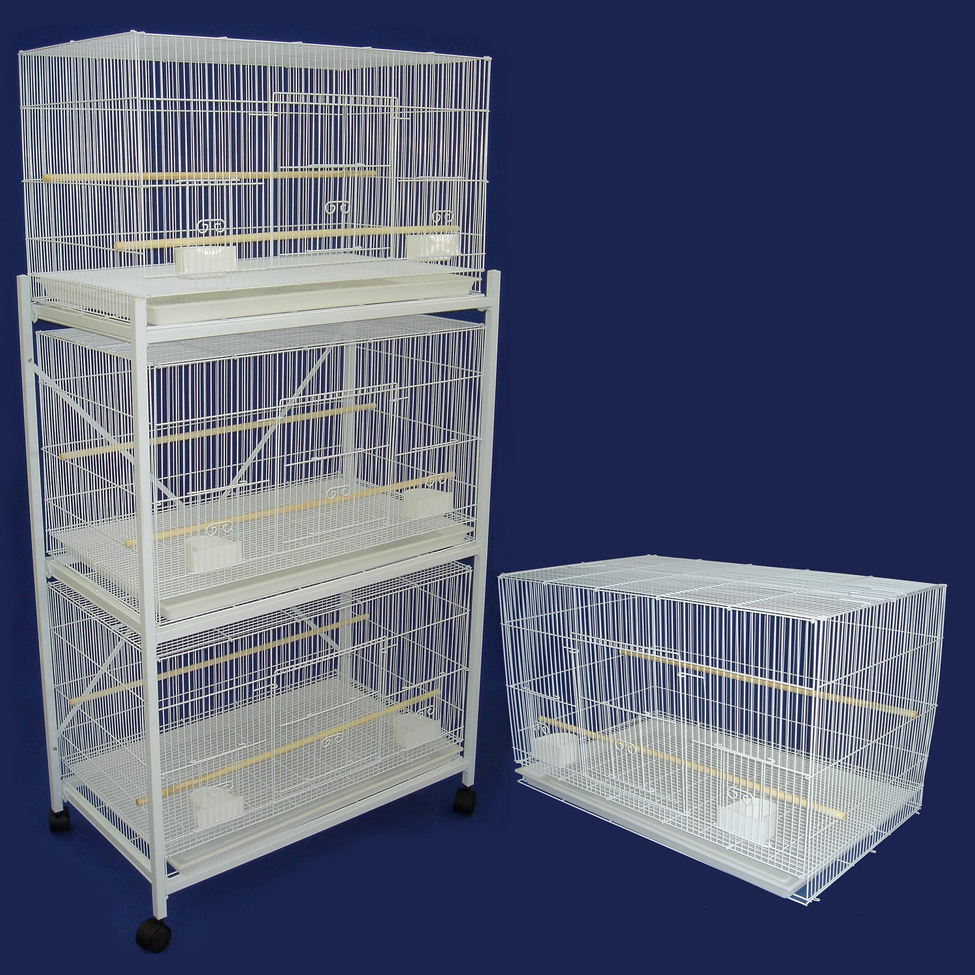 Ymlgroup Lot of 4 Medium Breeding Cages with One 3 Tie Stand - White
