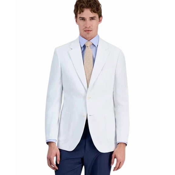 Nautica Mens Modern fit Sport Coat Blazer 38 R White Solid Stretch