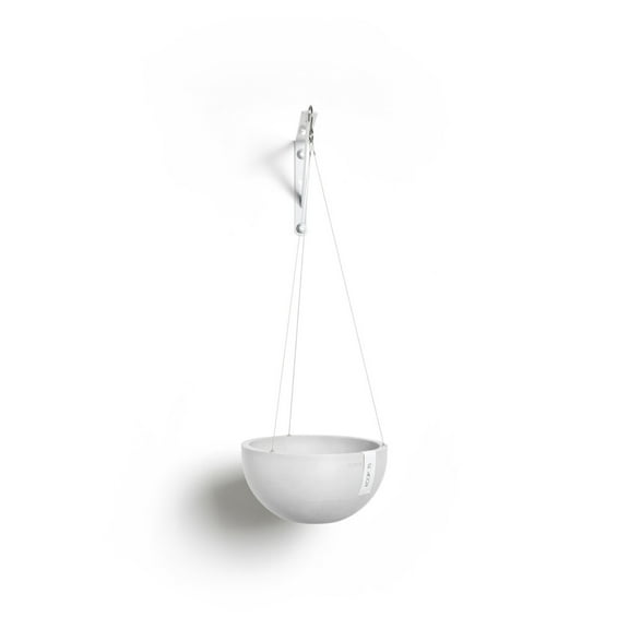 Ecopots Hanging Brussels Durable Modern Round Indoor/Outdoor Recycled Based Composite Flower Pot Planter, Pure White, 10.5"