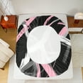 thumbnail image 5 of Manfei Geometric Circle Queen Sheet Sets 4 Pieces, Black Pink White Flat Sheet, Modern Abstract Art Queen Fitted Sheet, Super Cozy Room Decor, 5 of 7