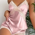 thumbnail image 6 of Diufon Womens Satin Pajamas Set Lace Patchwork V Neck Sleeveless Tops Elastic Waist Shorts, 6 of 6