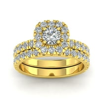 Certified 2.00 Carat TW Diamond Halo Engagement Ring Bridal Set in 14k Yellow Gold (G-H, I2-I3)