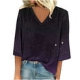 thumbnail image 2 of T-shirt Imprimé Mode Femmes 3/4 Manches Blouse à Col en V Hauts Décontractés, 2 of 5