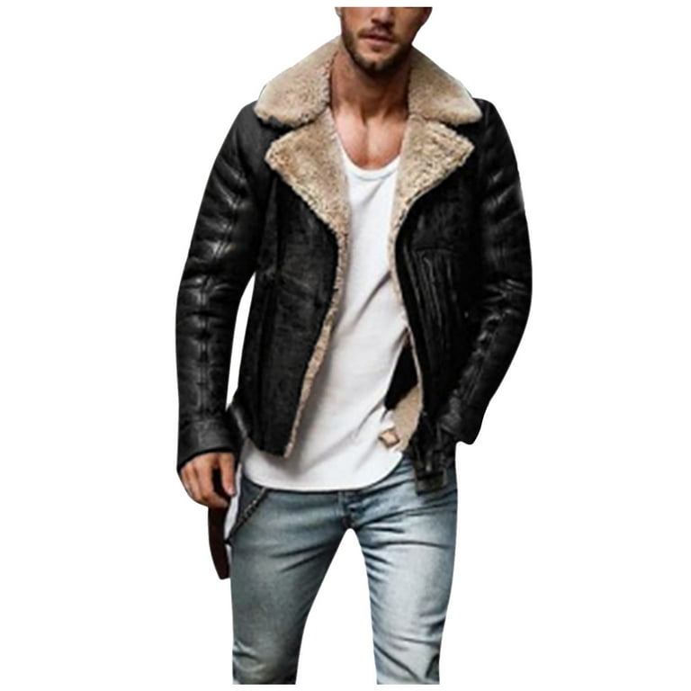 Dtydtpe Clearance Sales, Leather Jacket Men European and American Men's  Personality Street Retro Plus Velvet Solid Color Motorcycle Washed Leather  Jacket Jacket Jackets for Men 