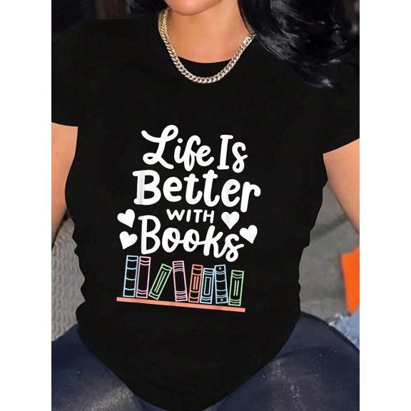 Librarian Library Books Reading Reader T-Shirt Graphic Tee summer Tops For Women Round Neck Fashion Cotton shirts