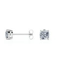 thumbnail image 5 of JeenMata 4 Carat Cushion Cut Moissanite 4 Prong Solitaire Stud Earrings In 18K White Gold Plating Over Silver, 5 of 6