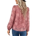 thumbnail image 4 of SAYOO Blusa de Manga Larga para Mujer, Blusa de Cuello Redondo con Botones en la Espalda con Patrón de Jacquard de Color Sólido, Tops de Calle de Ajuste Suelto SAYOO  Moda, 4 of 9