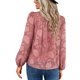 thumbnail image 4 of Txlixc Blusa de Manga Larga para Mujer, Blusa de Cuello Redondo con Botones en la Espalda con Patrón de Jacquard de Color Sólido, Tops de Calle de Ajuste Suelto Txlixc  Moda, 4 of 9