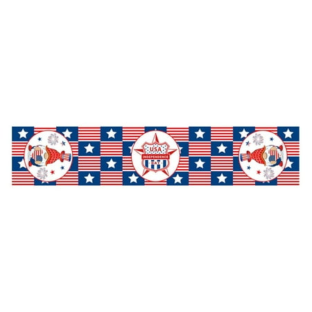 

Fovolat Linen Table Runner 71 x 14in Stripe Tablecloth Banner Flag Coffee Table Cloth for Everyday Dining Patriotic Party Supplies intensely