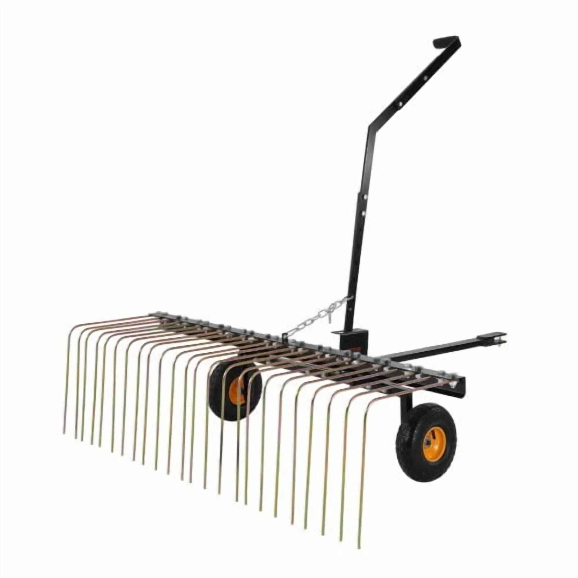 60 Inch Tow-Behind Lawn Dethatcher, Heavy-Duty Steel Tines Pull-Behind Thatcher with Inflatable Tires for ATV & Mower