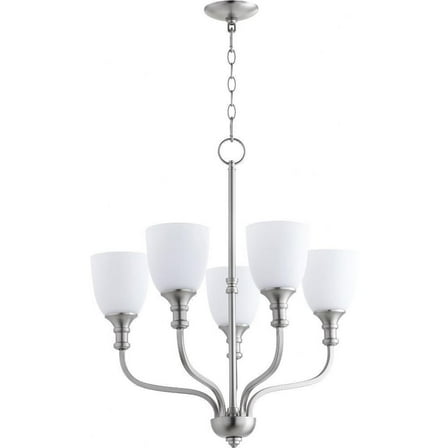 Transitional Five Light Chandelier-Satin Nickel Finish-Satin Opal Glass Color Bailey Street Home 183-Bel-2535218