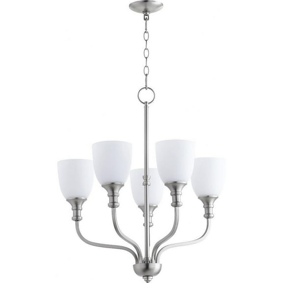 Transitional Five Light Chandelier-Satin Nickel Finish-Satin Opal Glass Color Bailey Street Home 183-Bel-2535218