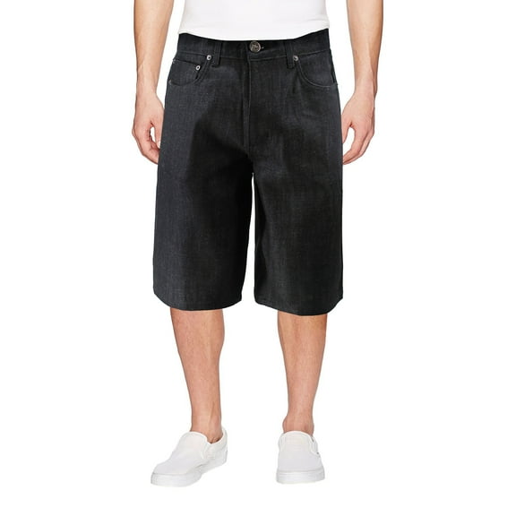 Men's Streetwear Baggy Fit Denim Jorts Premium Cotton Jean Shorts Made in USA (Indigo Black, 30)